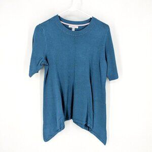 Isaac‎ Mizrahi Live! Crewneck Cascade Hem Pullover Sweater Canal Blue Medium